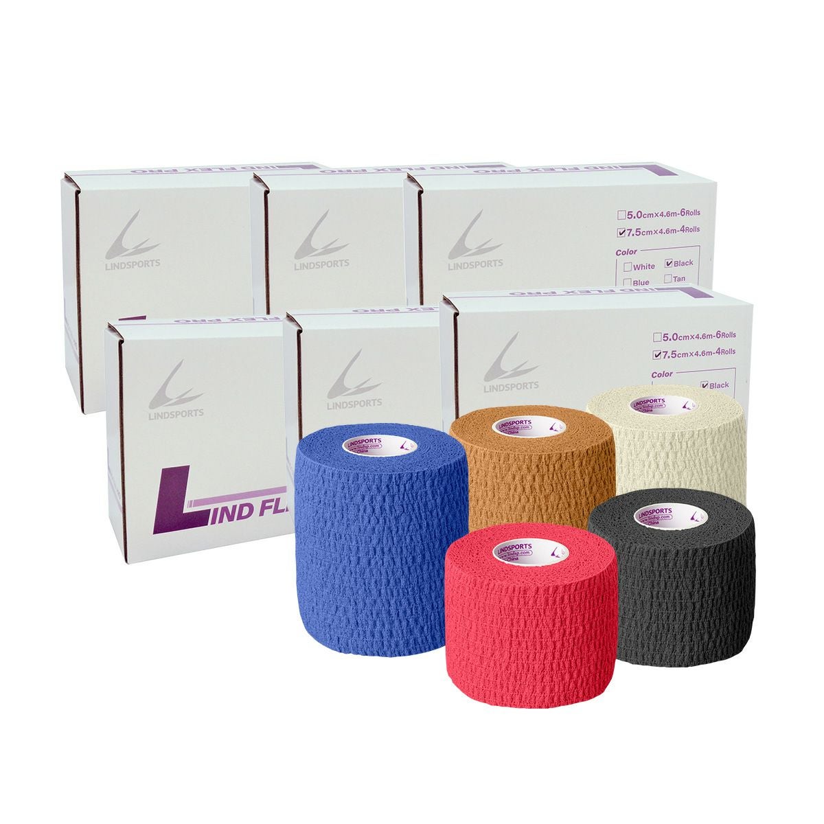 LINDSPORTS リンドフレックスPRO 幅50/75mm タン/青/黒/赤/白 同色同